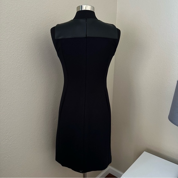 NWT Ann Taylor Women Black Stretch Sleeveless Sheath Fox Leather Dress Size 8P - Picture 6 of 12